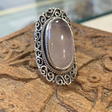 Load image into Gallery viewer, Vintage rose quartz sterling silver ring
