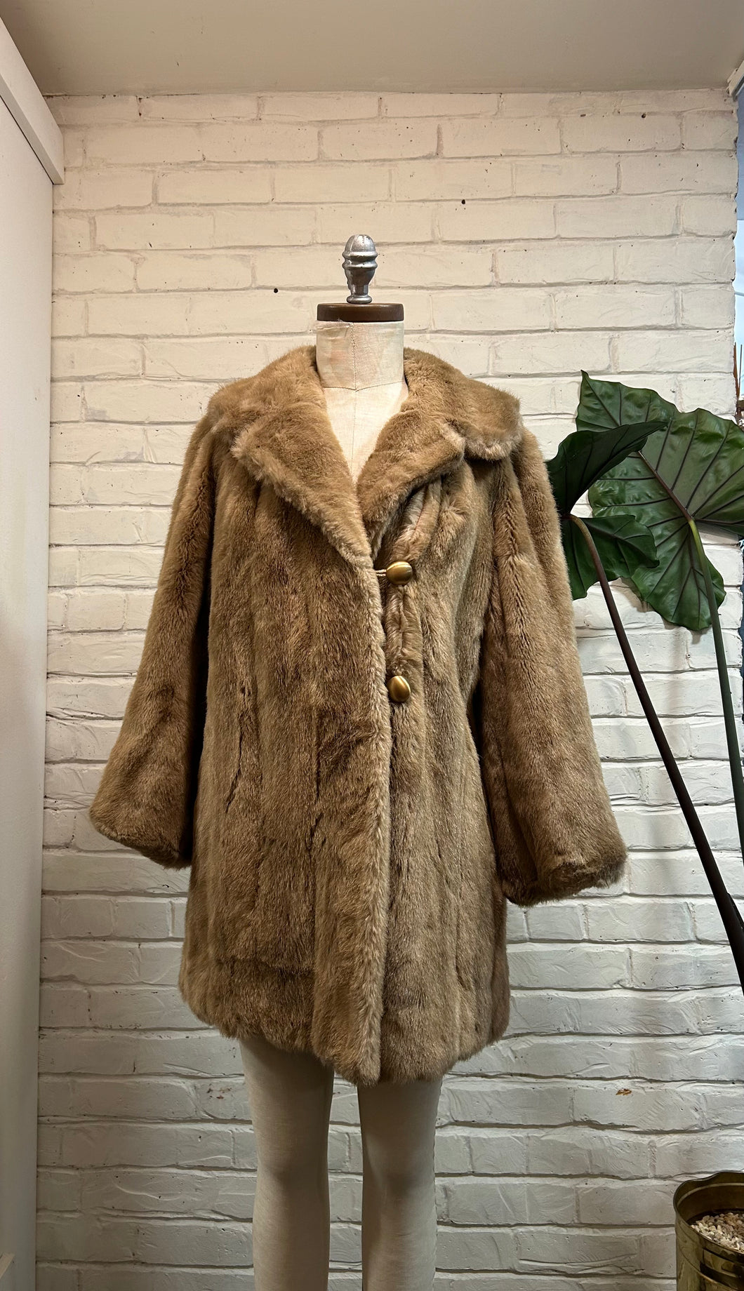 1960’s Vintage Tan Faux Fur Coat