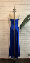 Load image into Gallery viewer, Y2K Vintage Royal Blue Halter Silk Dress
