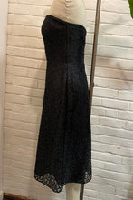 Load image into Gallery viewer, 1980’s Vintage Black Strapless Lace Dress
