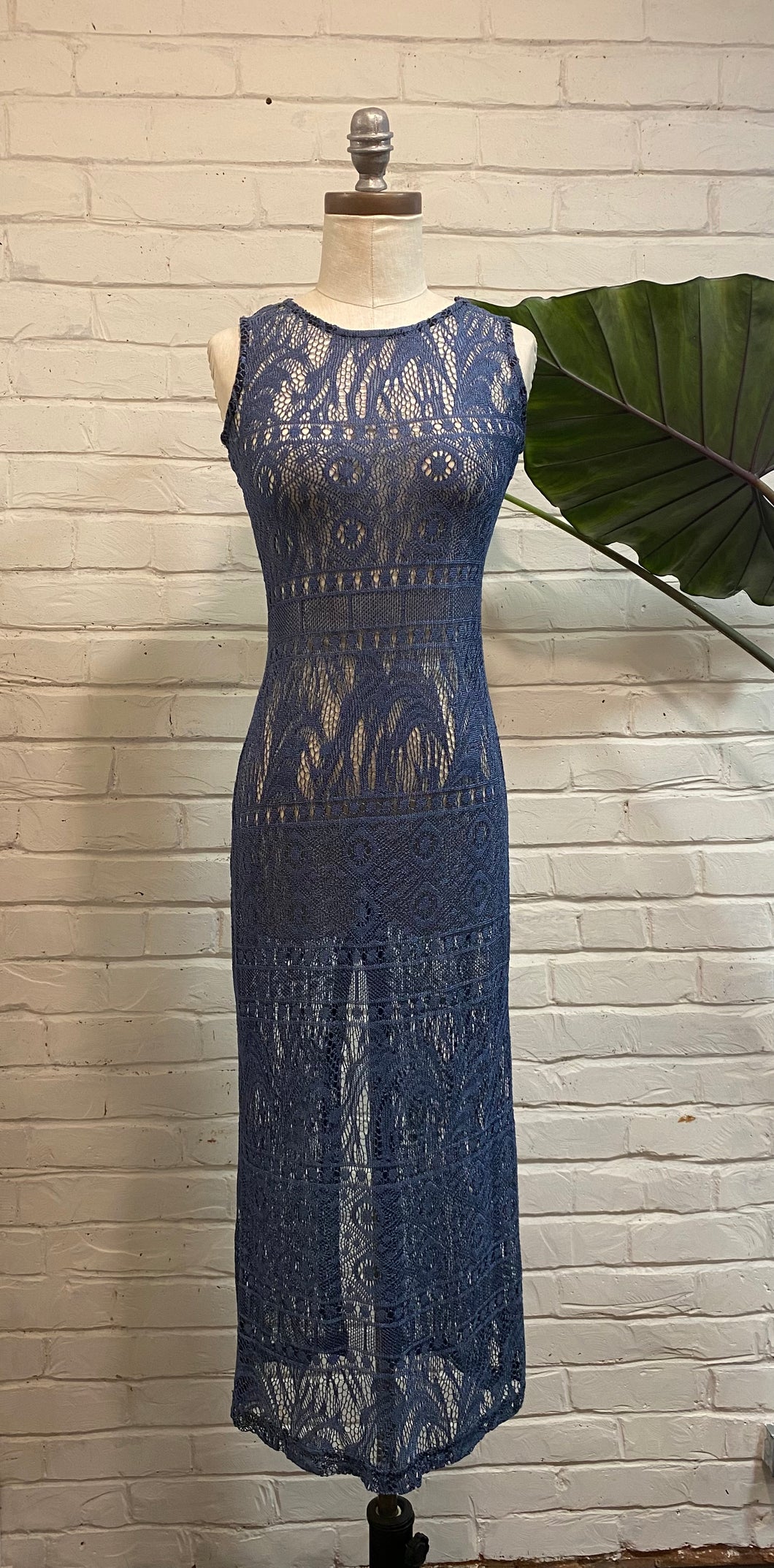 1990’s Vintage Blue Lace Midi Dress
