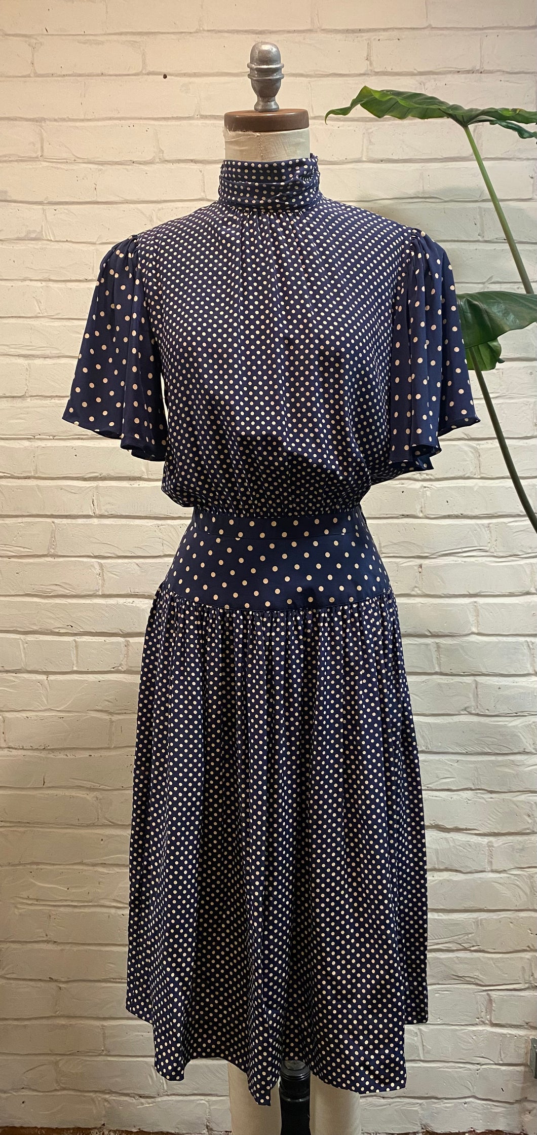 1960’s Vintage Silk Polkadot Midi Dress