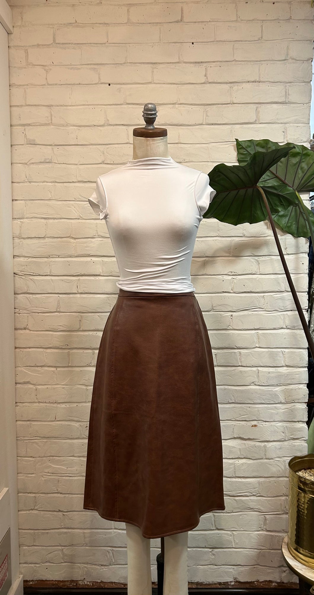1970’s Vintage Brown Faux Leather Skirt