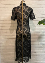 Load image into Gallery viewer, 1950’s Vintage Silk Black Lace Cheongsam Dress
