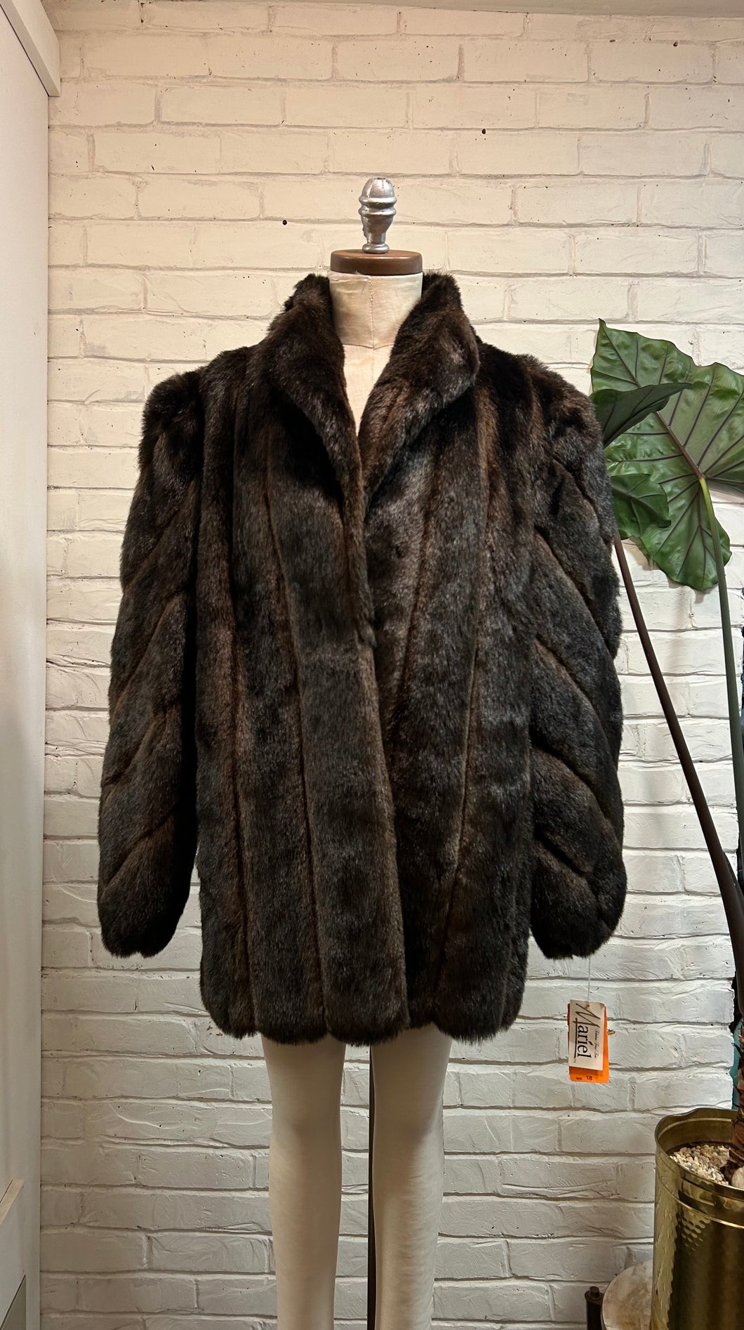 1980’s Vintage Dark Chocolate Brown Faux Fur Coat