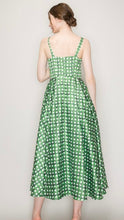 Load image into Gallery viewer, Green trellis tea garden print bustier flare midi dress
