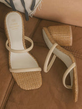Load image into Gallery viewer, Woven wick cream chunky heel strappy sandals
