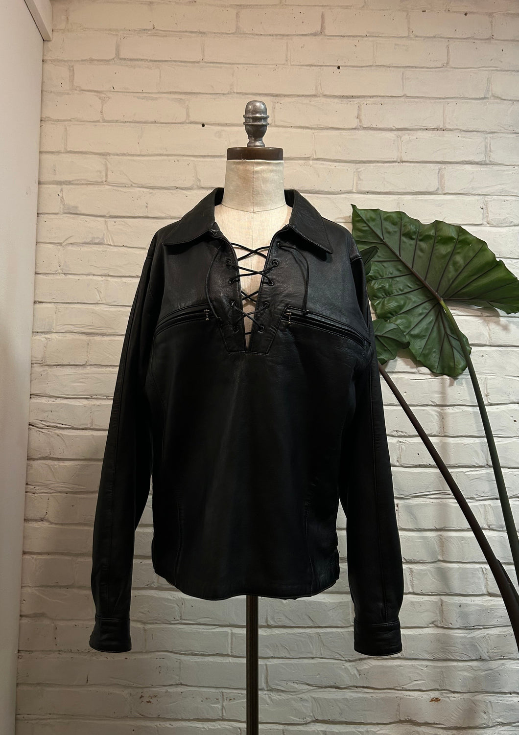1980’s Vintage Black Leather Side Zips