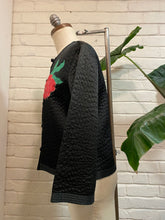Load image into Gallery viewer, Vintage Black Quilted Rose Jacket
