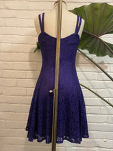Load image into Gallery viewer, 1980’s Vintage Purple Lace Mini Dress
