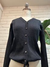 Load image into Gallery viewer, 1970’s Vintage Black Shimmer Cardigan
