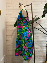 Load image into Gallery viewer, 1960’s Vintage Vibrant Multi-Colored Floral Dress
