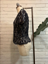 Load image into Gallery viewer, 1980’s Vintage Satin Black Lace Top
