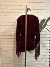 Load image into Gallery viewer, Y2K Vintage Purple Velvet Fringe Top
