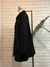 Load image into Gallery viewer, 1960’s Vintage Black Curly Lamb Wool Coat
