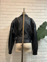 Load image into Gallery viewer, 1980’s Vintage Black Moto Leather Jacket
