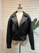 Load image into Gallery viewer, 1980’s Vintage Black Moto Leather Jacket
