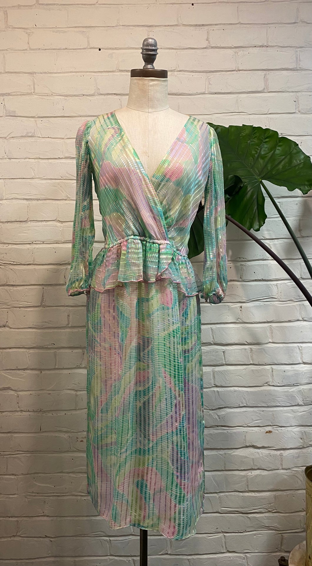 1980’s Vintage Pastel Peplum Midi
