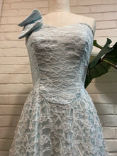 Load image into Gallery viewer, 1980’s Vintage Baby Blue Lace Dress w/ Bow
