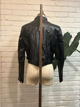 Load image into Gallery viewer, 1980’s Vintage Black Moto Leather Jacket
