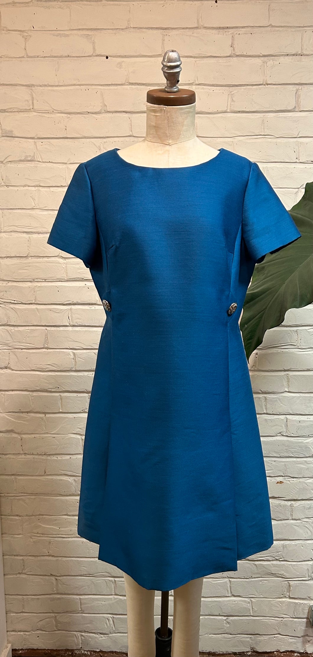 1960’s Vintage Teal Silk Shift Dress