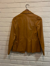 Load image into Gallery viewer, 1970’s butterscotch wide lapel disco leather jacket
