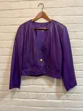 Load image into Gallery viewer, 1980’s Royal purple biker leather jacket
