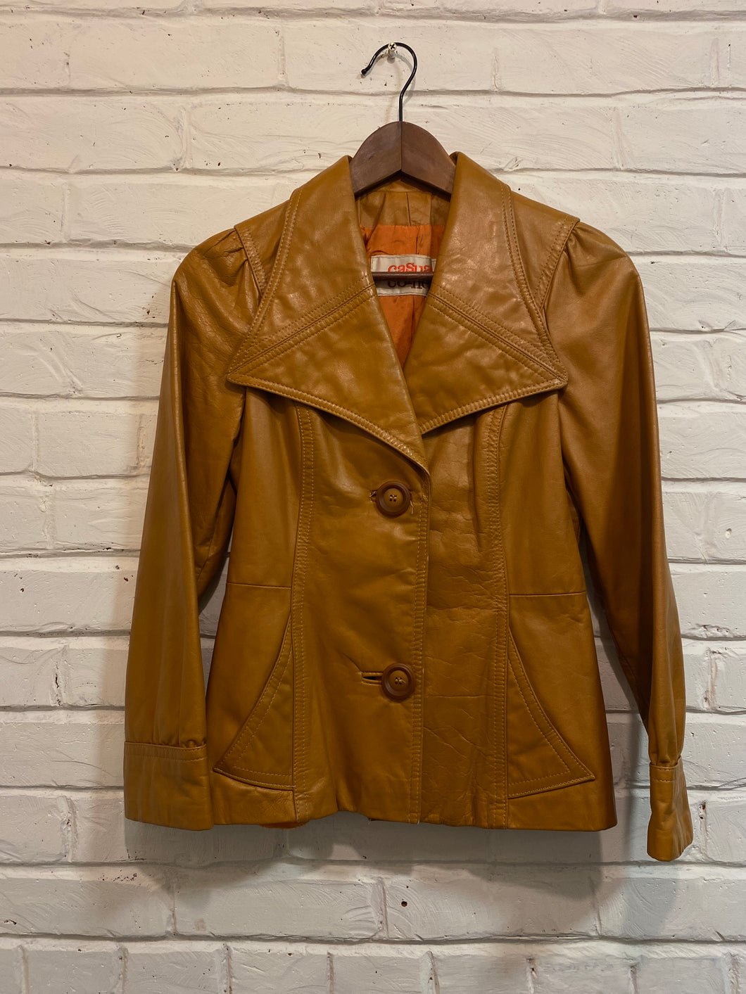 1970’s butterscotch wide lapel disco leather jacket