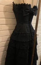 Load image into Gallery viewer, 1950’s Vintage Silk Chiffon Pleated black dress
