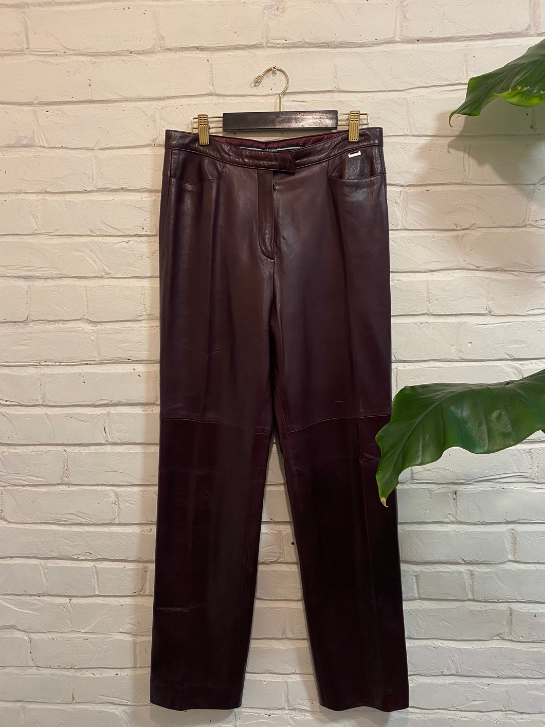 Escada 1990’s Vintage wine burgundy Leather Pants