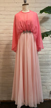 Load image into Gallery viewer, 1960’s Vintage Chiffon Pink Maxi cape Dress
