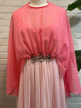 Load image into Gallery viewer, 1960’s Vintage Chiffon Pink Maxi cape Dress
