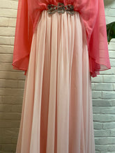Load image into Gallery viewer, 1960’s Vintage Chiffon Pink Maxi cape Dress
