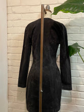 Load image into Gallery viewer, 1980’s Vintage Fredericks of Hollywood black Denim Mini Dress
