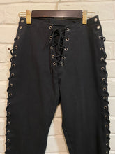 Load image into Gallery viewer, 1980’s Vintage Lace-Up Fredericks of Hollywood black denim Pants
