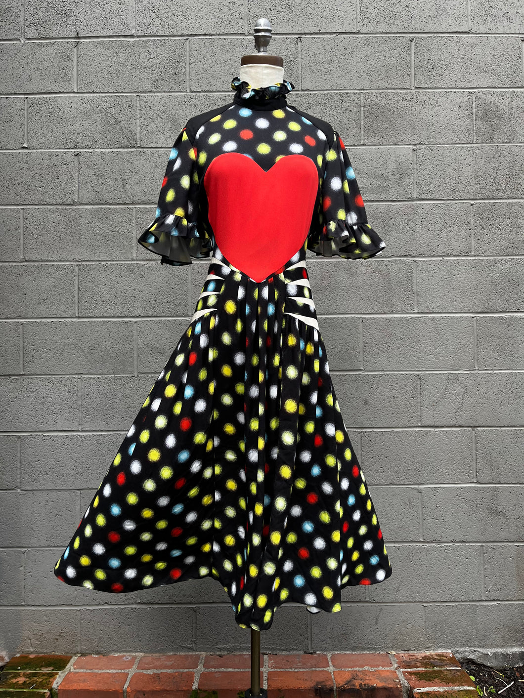 Paco rabanne whimsical polka dot heart midi dress