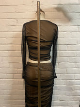 Load image into Gallery viewer, Square neck black mesh top and skirt maxi dress set
