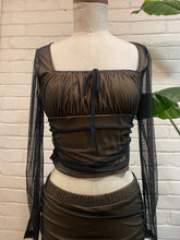 Load image into Gallery viewer, Square neck black mesh top and skirt maxi dress set
