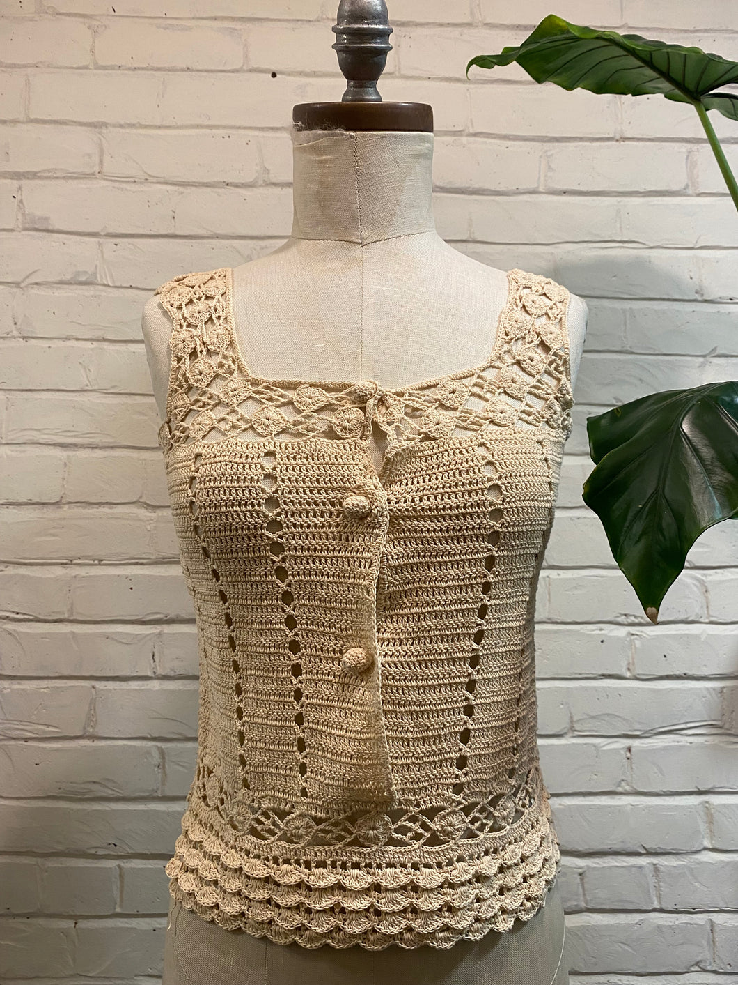 Handmade Crochet Cream-Colored Top