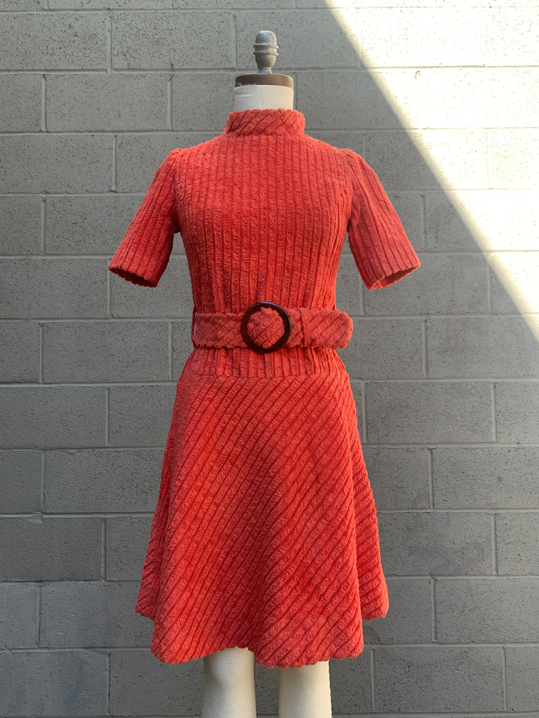 1960’s orange corduroy mod mini dress