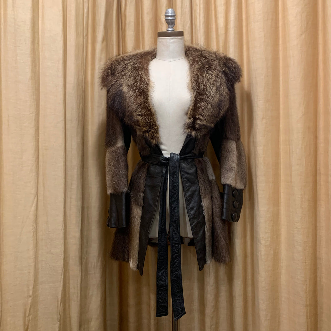 1970’s patchwork leather & fur coat