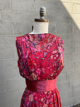 Load image into Gallery viewer, 1960’s silk floral ruby dress

