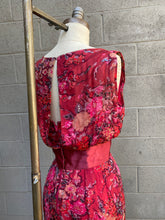 Load image into Gallery viewer, 1960’s silk floral ruby dress
