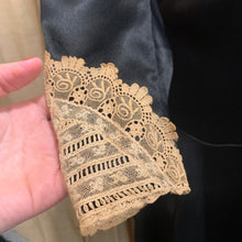 Load image into Gallery viewer, 1920’s lace trim black mini dress
