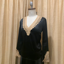 Load image into Gallery viewer, 1920’s lace trim black mini dress
