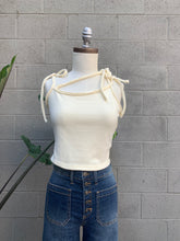 Load image into Gallery viewer, Strappy tie raw hem top
